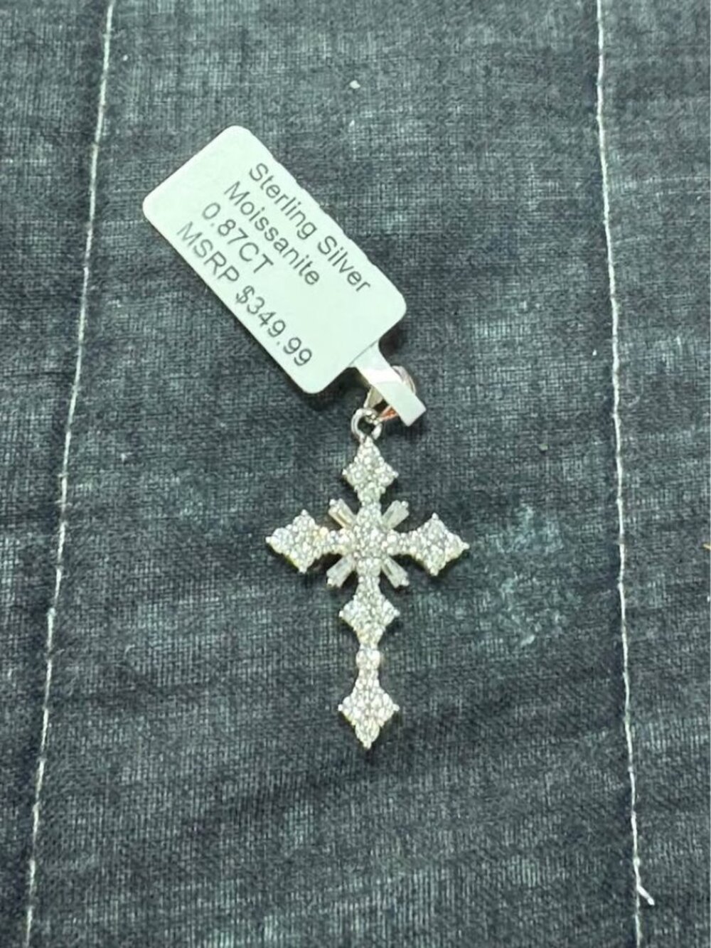 Sterling Silver Moissanite 0.87CT Cross Pendant